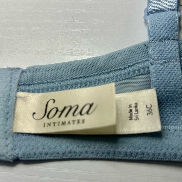 Soma Blue Embroidered Lightly Lined Cups Adjustable Strap Bra 36C - Picture 11 of 13
